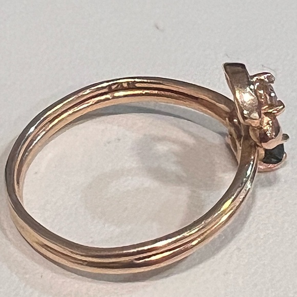 14k Yellow Gold, Dark Blue Round Sapphire, & Round Diamond, Ring, Size 6. - Picture 12 of 12